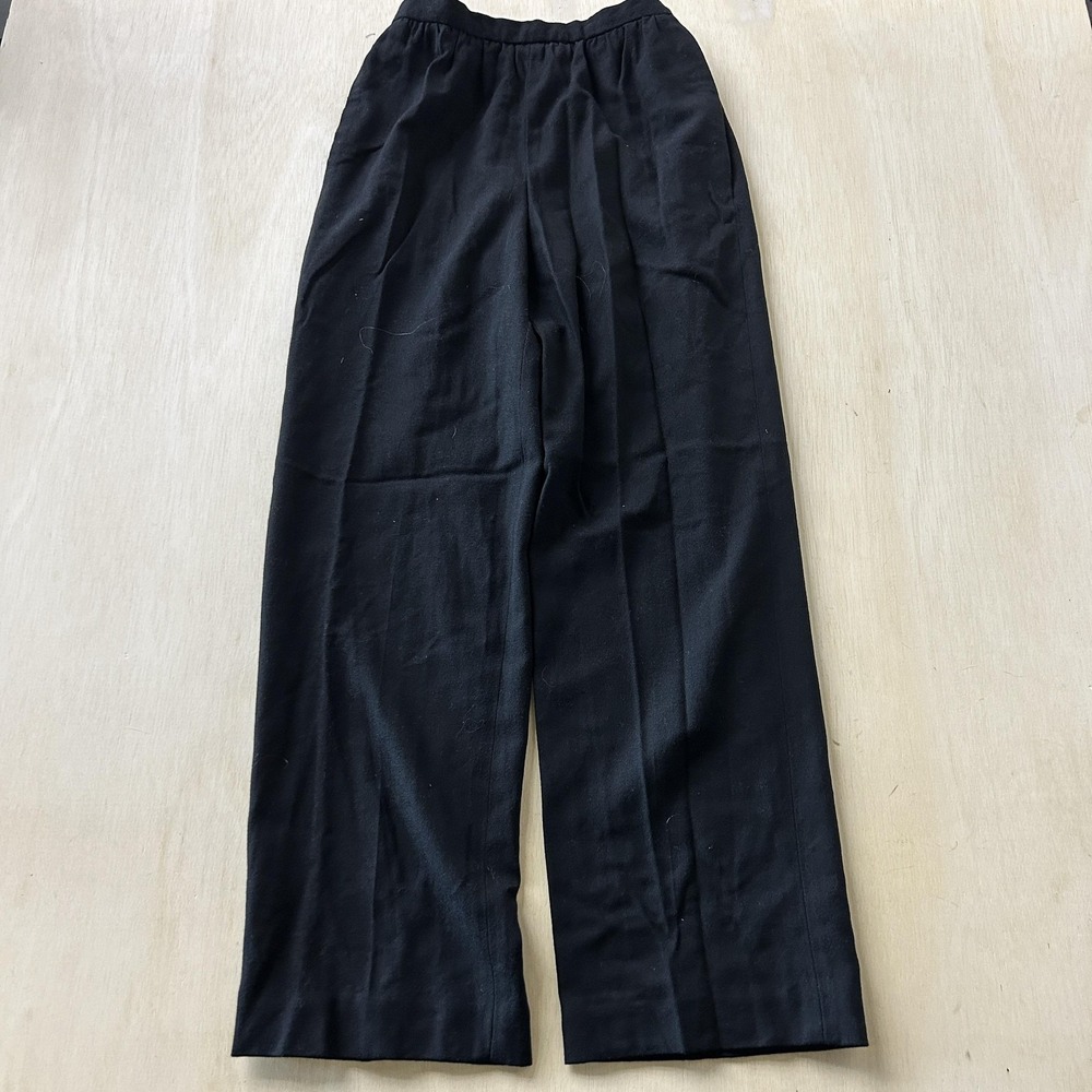 Vintage Halston III Dress Pants Womens 8 Black Crepe Relaxed Leg Elastic Waist